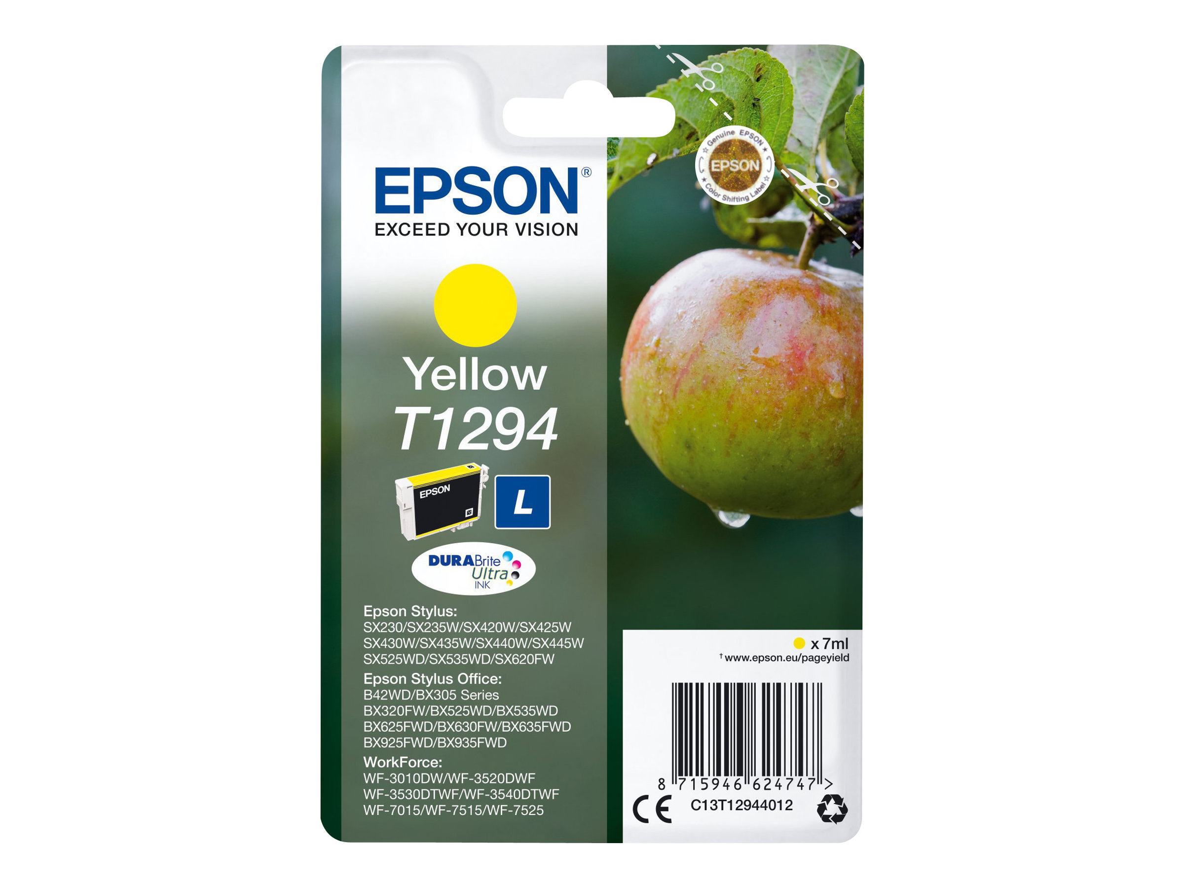 Epson T1294 DURABrite Ultra high-capacity -mustekasetti, keltainen, 7 ml