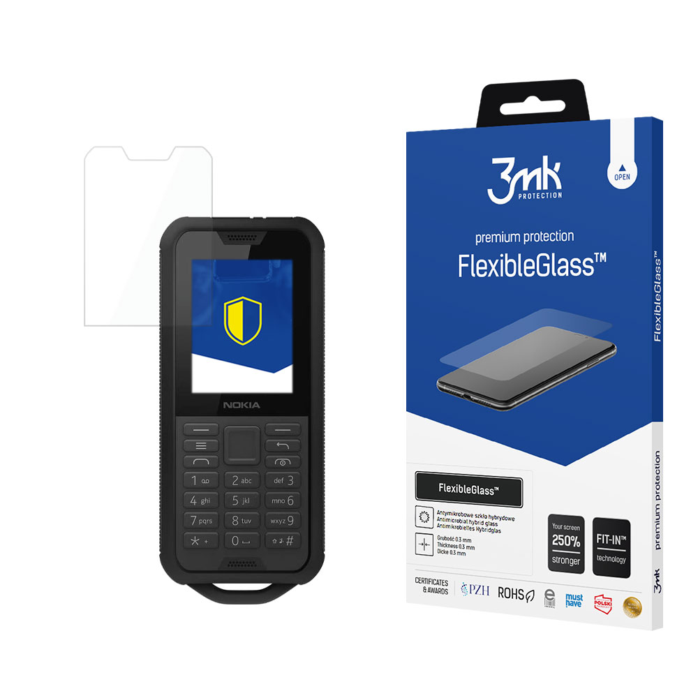 Nokia 800 Tough – 3mk FlexibleGlass puhelimen näytönsuoja