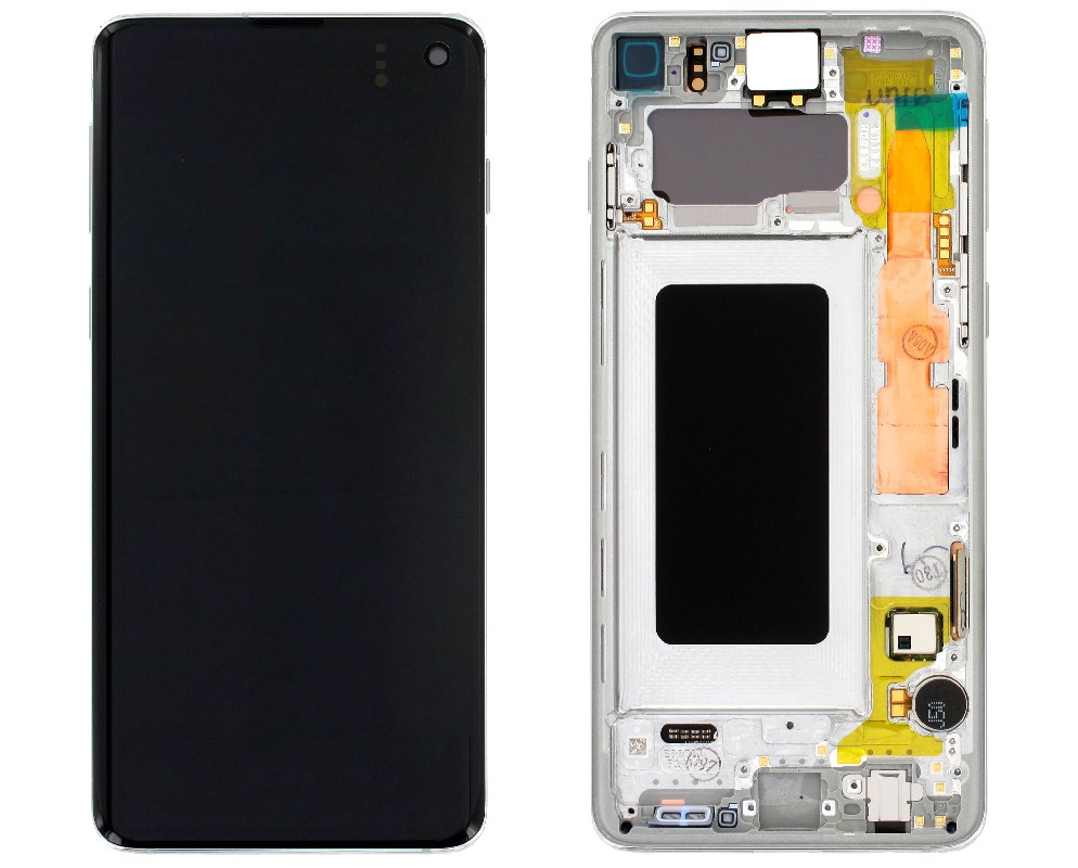 LCD screen Samsung G973F S10 with touch screen and frame Prism White original (service pack)