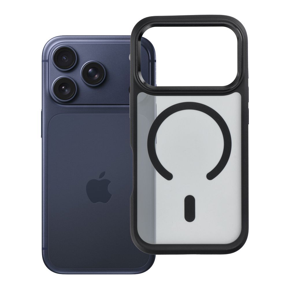 Suojakuori laitteelle iPhone 18 Pro / 17 Pro: Forcell F-Protect Smoke Hybrid Premium, MagSafe-yhteensopiva, väri: musta