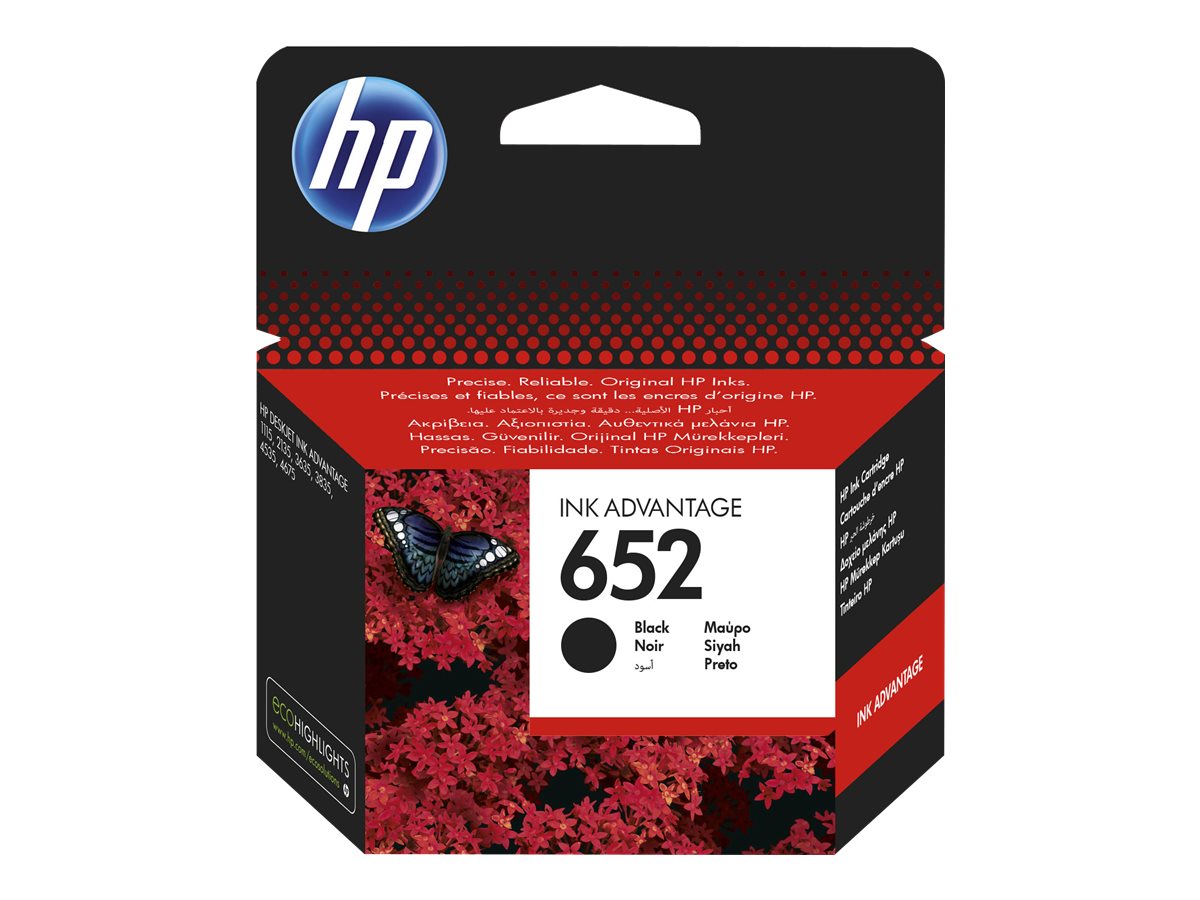 Alkuperäinen HP 652 Ink Advantage -mustekasetti (F6V25AE#BHL), musta