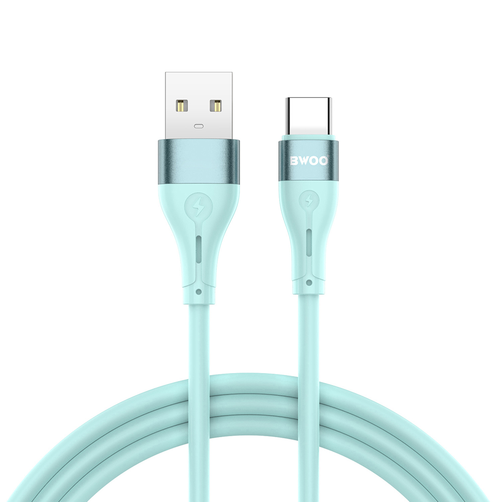 BWOO X280C Minimalist Silicone USB - USB-C -kaapeli 1m 3A, vihreä
