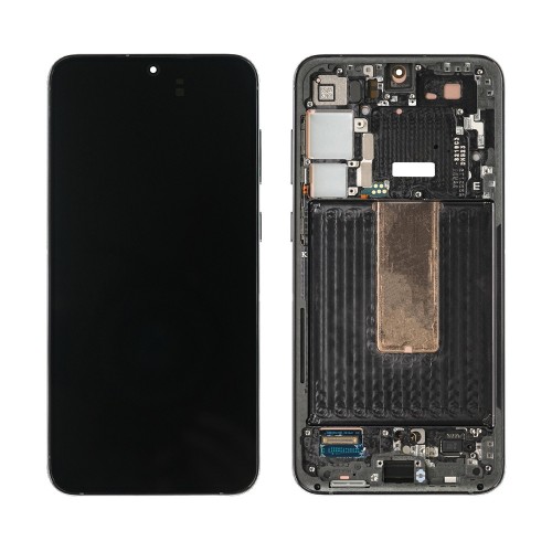 LCD-näyttö laitteelle Samsung S916 S23 Plus kehyksellä / Phantom musta (Graphite) / HQ
