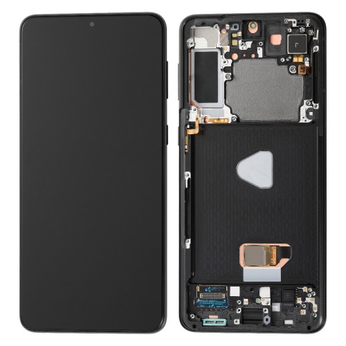 LCD-näyttö laitteelle Samsung G996 S21 Plus kehyksellä / Phantom musta / HQ