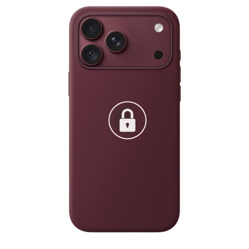 “Silicone Case v2” -suojakuori iPhone 18 Pro, kirsikanvärinen, pakkauksessa