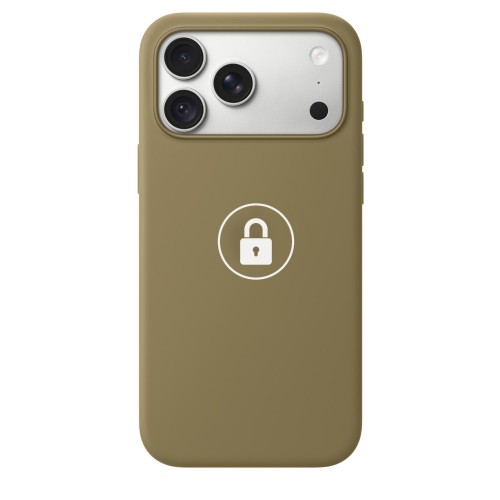 “Silicone Case v2” -suojakuori iPhone 18 Pro, armeijanvihreä, pakkauksessa