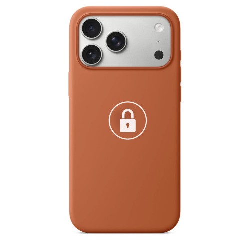 “Silicone Case v2” -suojakuori iPhone 18 Pro Max, terrakotta, pakkauksessa