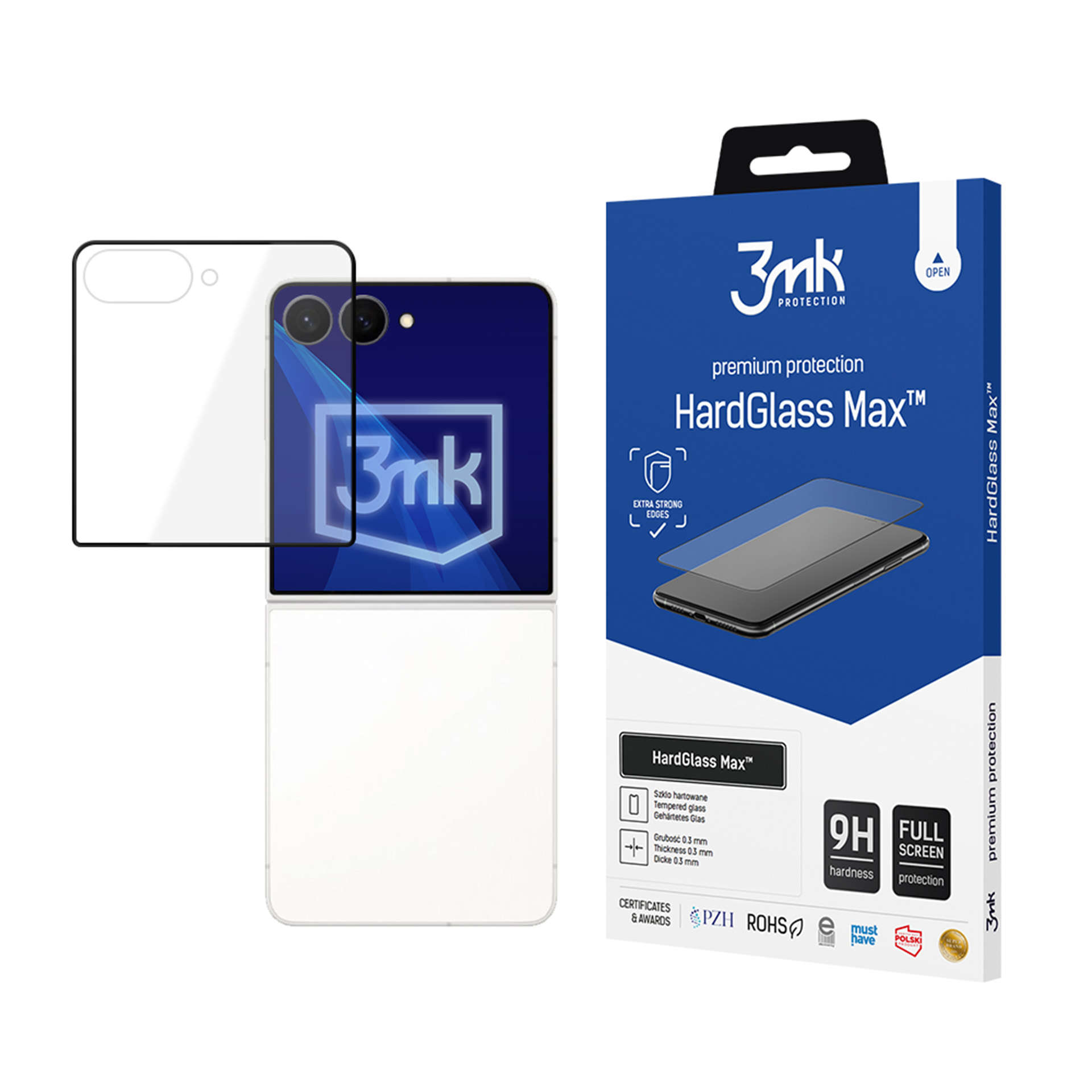 Samsung Galaxy Z Flip 8 (front) – 3mk HardGlass Max musta puhelimen näytönsuoja