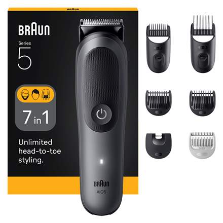 Braun 7-in-1 Grooming Kit All-in-One Kit Series 5 AIO5520 Cordless Number of length steps 14 Black