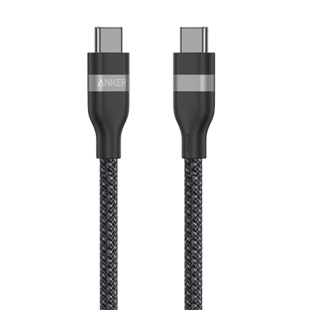 Anker punottu USB-C–USB-C-kaapeli, 0,9 m, 240 W, musta