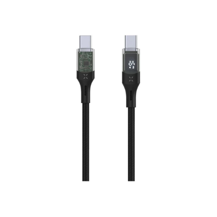FIXED FIXDD-CC12-BK USB-C–USB-C-kaapeli näytöllä, PD, USB 2.0, 100 W, 1,2 m