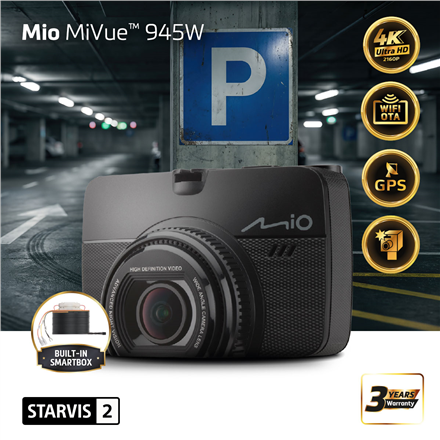 Mio Premium 4K, STARVIS 2, Wi-Fi, GPS-ajotallennin MiVue 945W GPS Wi-Fi