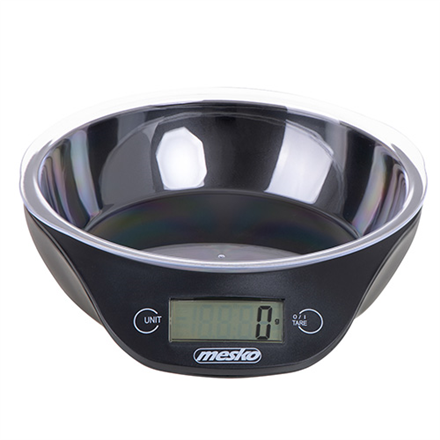 Mesko keittiövaaka kulholla MS 3164, maksimipaino (kapasiteetti) 5 kg, jaotusarvo 1 g, näyttötyyppi LCD, musta