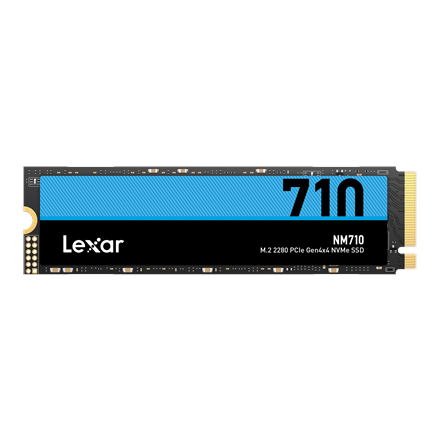 Lexar M.2 NVMe SSD NM710, 500 GB, SSD-muoto M.2 2280, liitäntä PCIe Gen4x4, lukunopeus 5000 MB/s, kirjoitusnopeus 2600 MB/s
