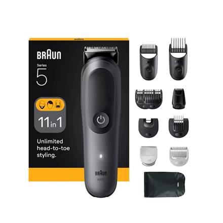 Braun 11-in-1 Grooming Kit All-in-One Kit Series 5 AIO5560 Cordless Number of length steps 14 Grey/Black