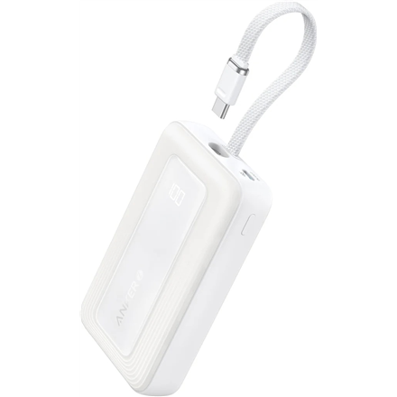 Anker-varavirtalähde sisäänrakennetulla USB-C-kaapelilla, 30 W, A1688H21, 10000 mAh, valkoinen