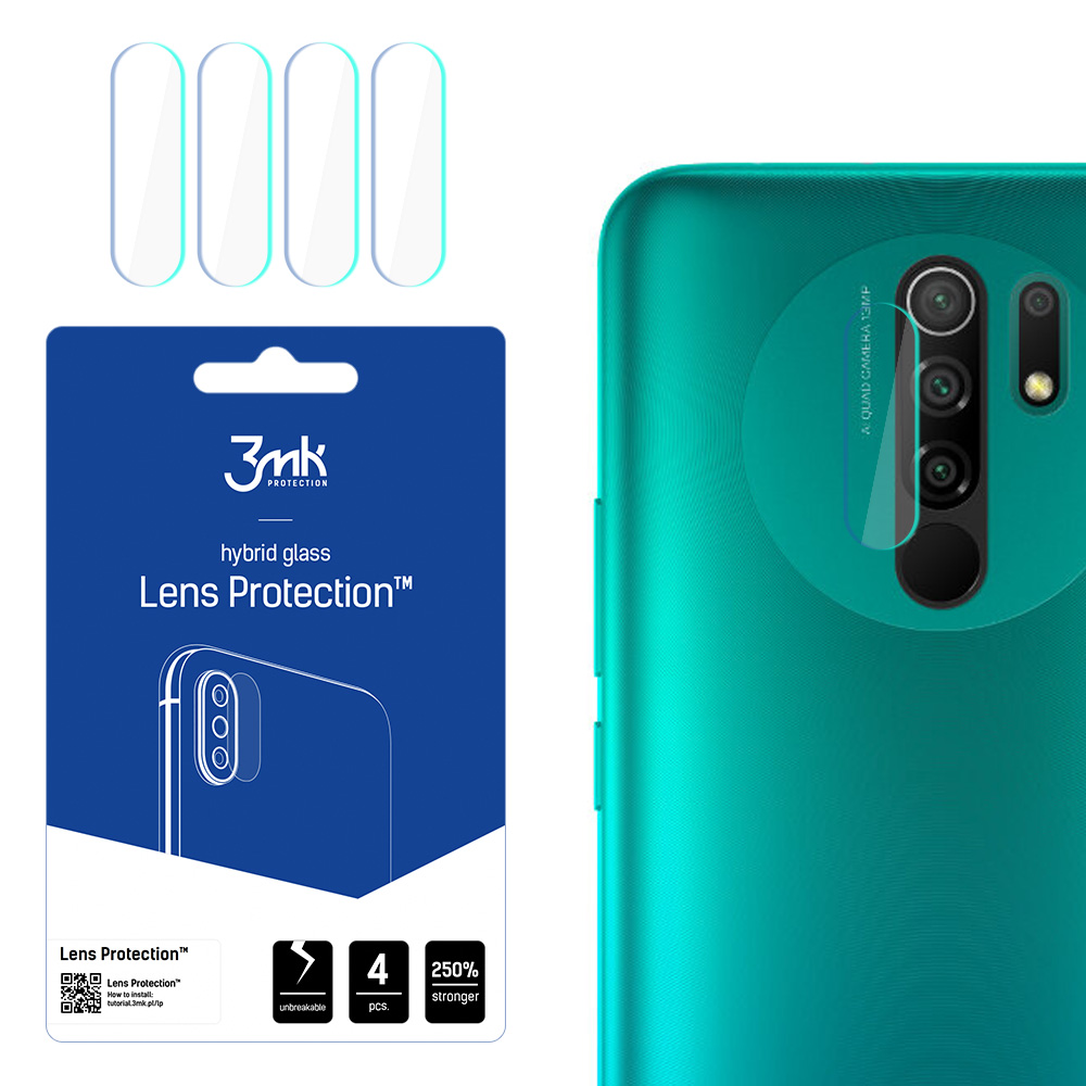 3MK Flexible Glass Lens Xiaomi Redmi 9 Kamerasuoja 4 kpl
