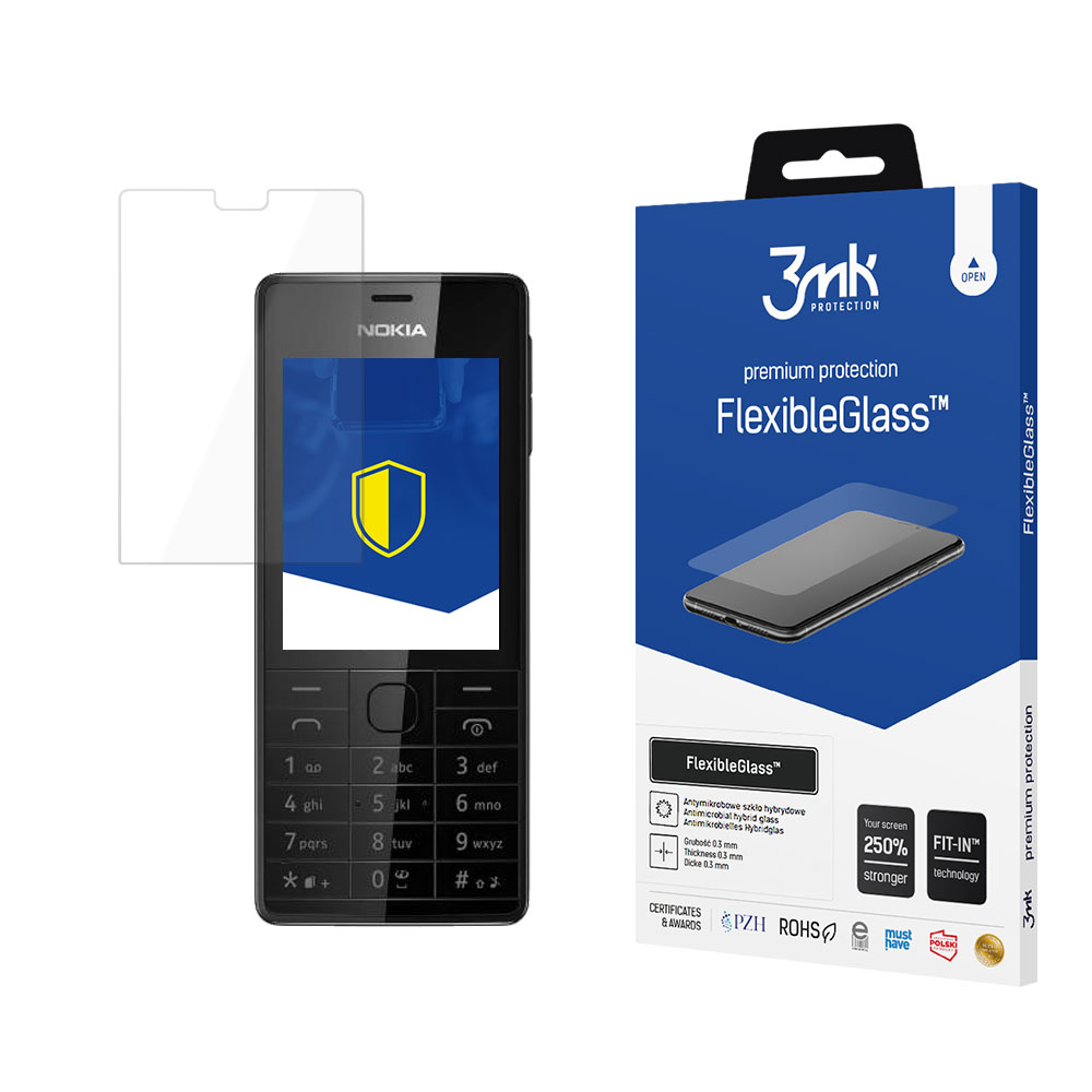 Nokia 515 Dual Sim – 3mk FlexibleGlass puhelimen näytönsuoja