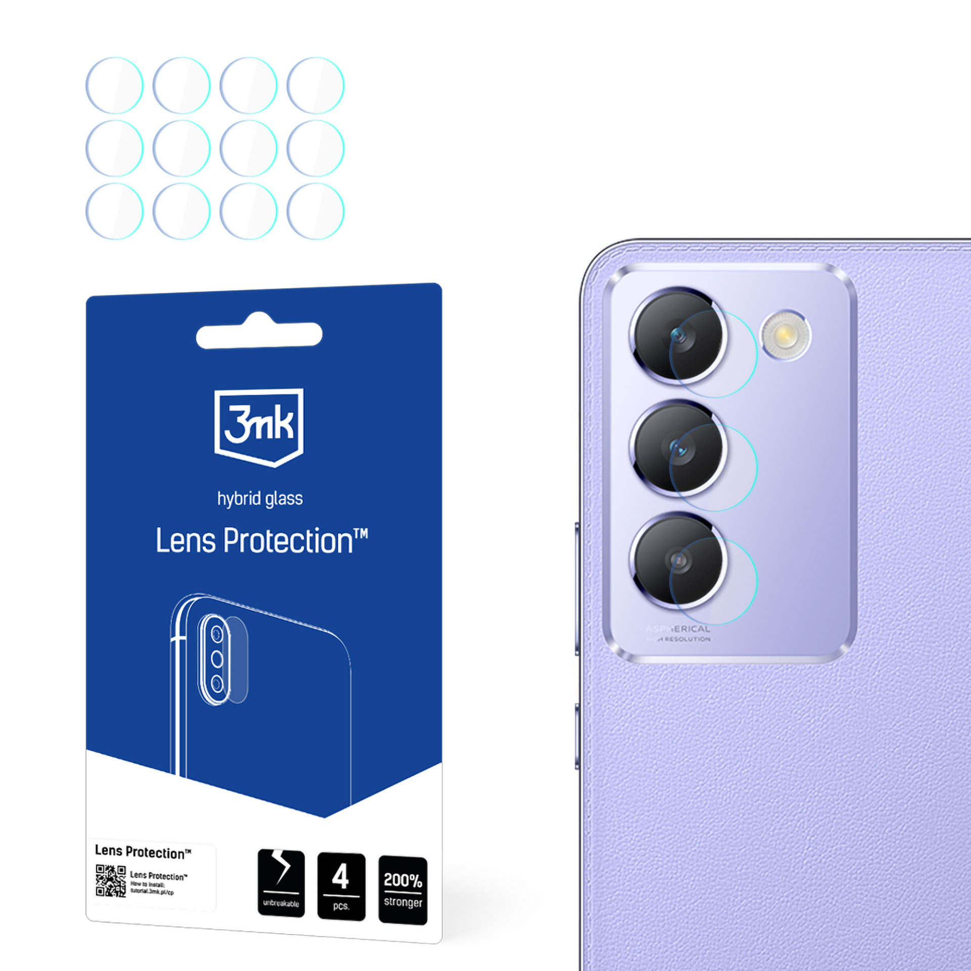 Vivo Y100 5G – 3mk Lens Protection kameran linssinsuoja