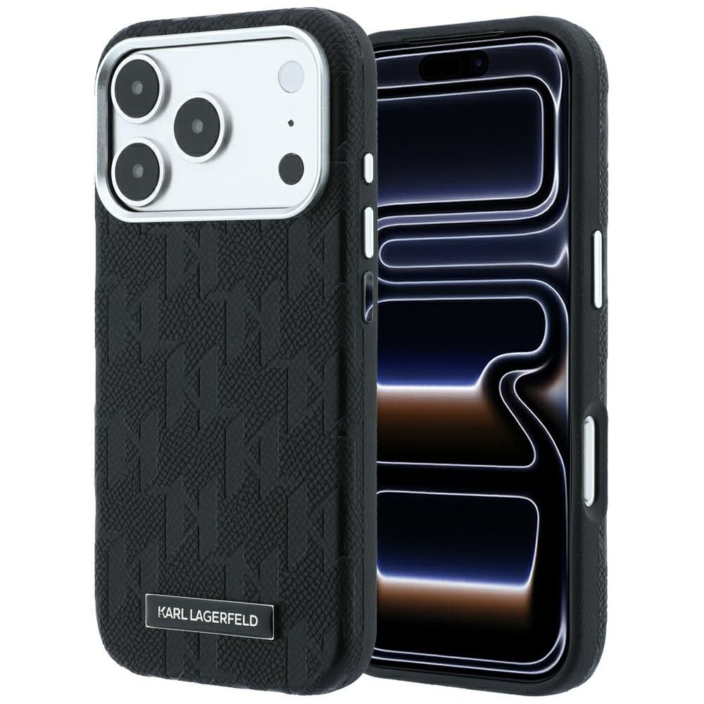 KARL LAGERFELD -kotelo mallille IPHONE 18 Pro Max/17 Pro Max MagSafe-yhteensopiva (Mono Resin Logo) (väri: musta)