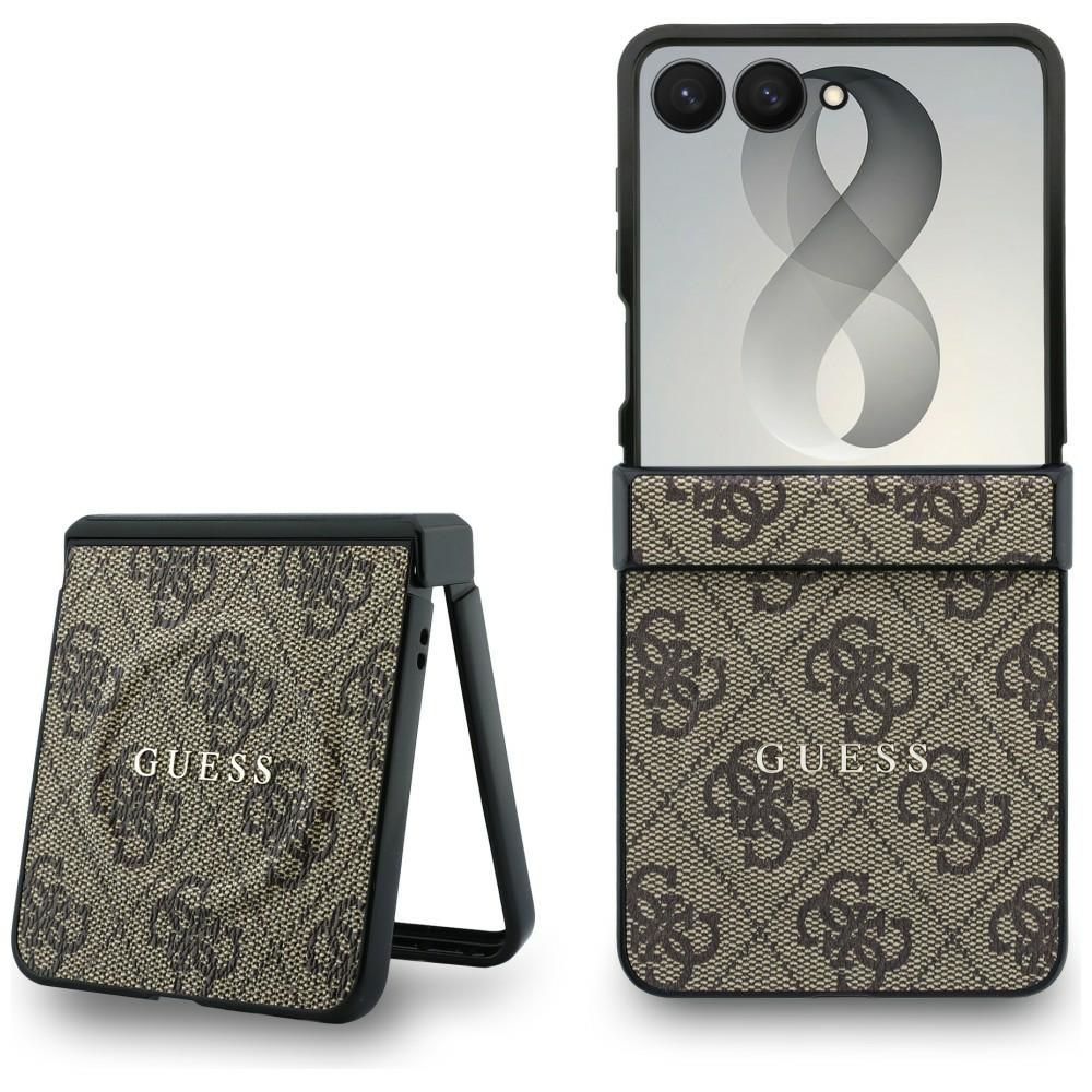Ruskea Guess 4G Classic MagSafe -suojakuori Samsung Galaxy Z Flip8 -puhelimelle