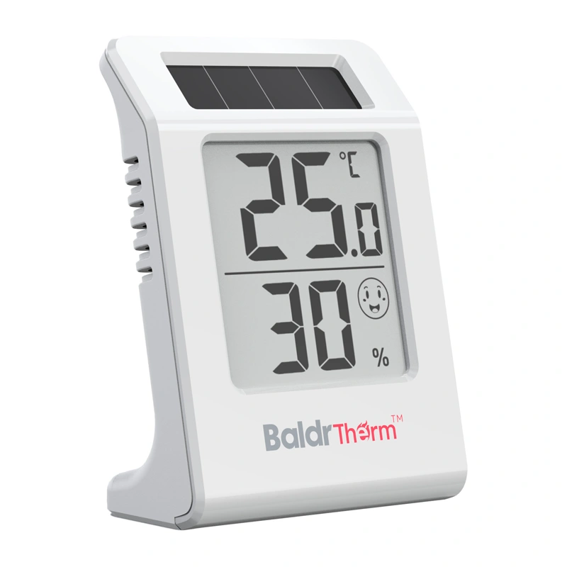 BALDRTHERM E0587TH -aurinkoenergialla toimiva lämpö- ja kosteusmittari