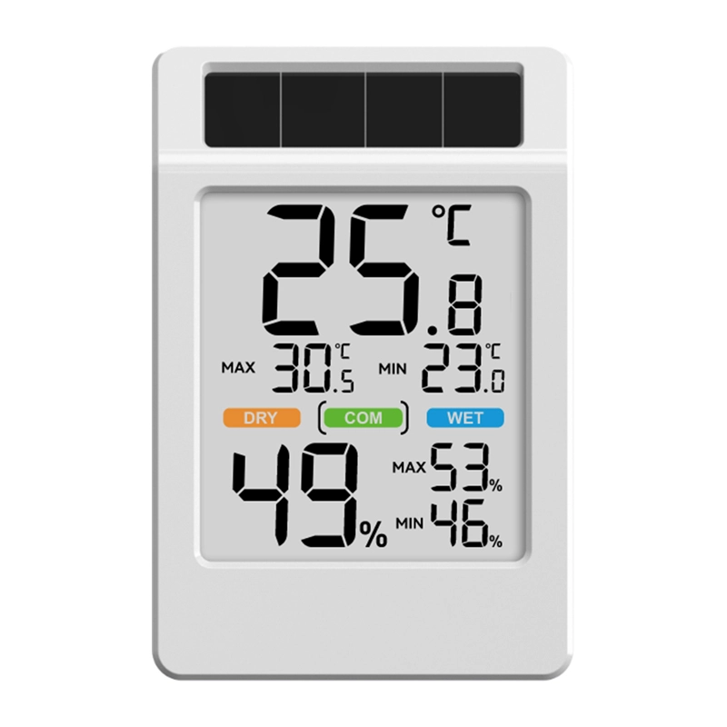 BALDRTHERM B0590TH-V6 -aurinkoenergialla toimiva lämpö- ja kosteusmittari suurella näytöllä