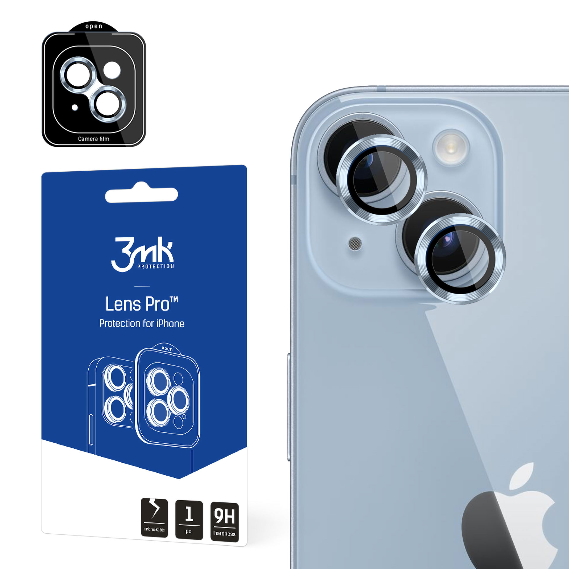 3mk Lens Protection Pro kameran suojus iPhone 14:lle - sininen