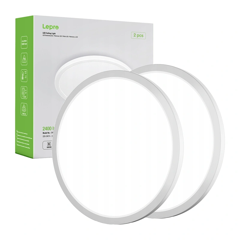 LEPRO 1500038-DW-EU-2 kattovalaisin, 18W, 1800 lm, 2 kpl pakkaus