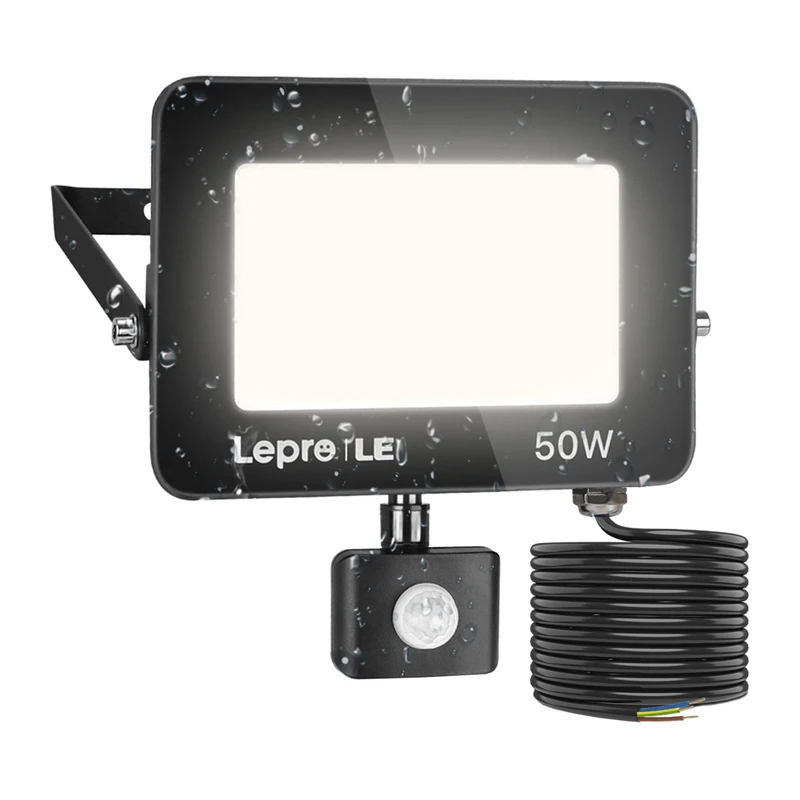 LEPRO 340006-DW-EU 50W 5000K IP65 LED-valonheitin liiketunnistimella
