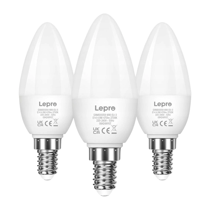LEPRO 600059-WW-EU-3 LED-lamppu, E14, C37, 4.2W (40W), 470 lm, 2700K (lämmin valkoinen valo), 250°, 3 kpl pakkaus