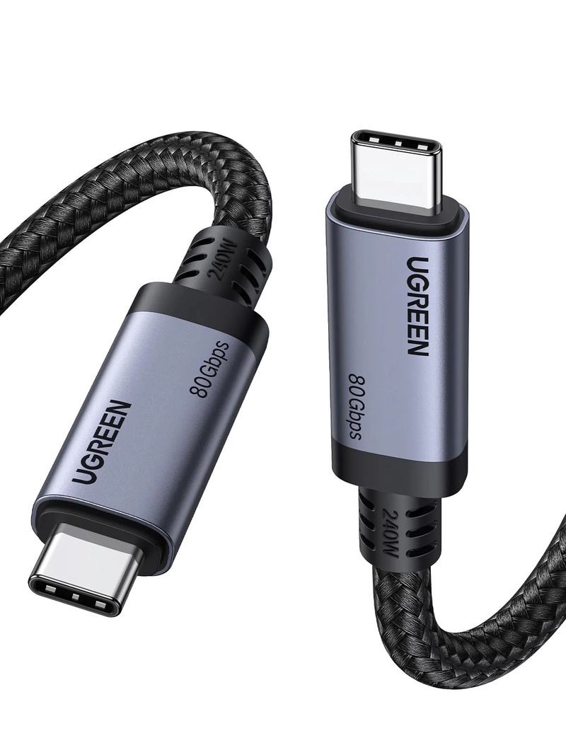 Musta Ugreen L706 USB-C USB4 / Thunderbolt 4 -kaapeli, 240 W, 80 Gb/s, 16K@60 Hz, 1 m (65383)