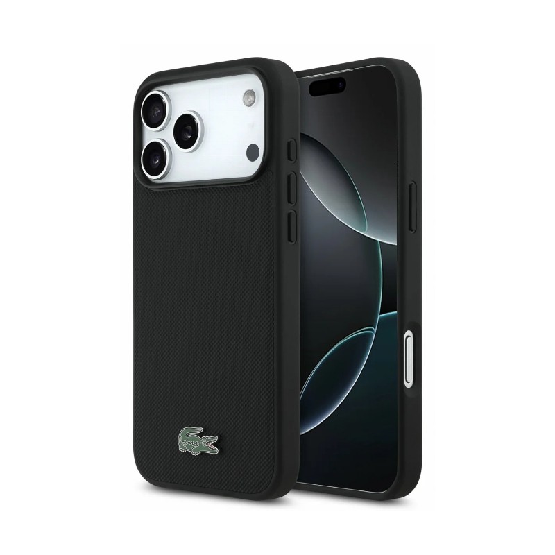 Case Lacoste PVC Petit Pique Semi Wrap Embossed MagSafe Apple iPhone 18 Pro Max black