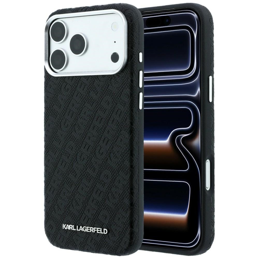 Karl Lagerfeld PU Grained Allover Semi Wrap MagSafe -suojakuori Apple iPhone 18 Pro Max -puhelimelle, musta