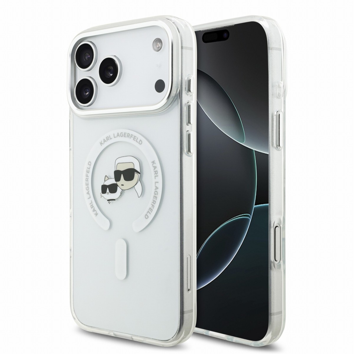 Karl Lagerfeld IML K&CH Heads Metal Frame MagSafe -suojakuori Apple iPhone 18 Pro Max -puhelimelle