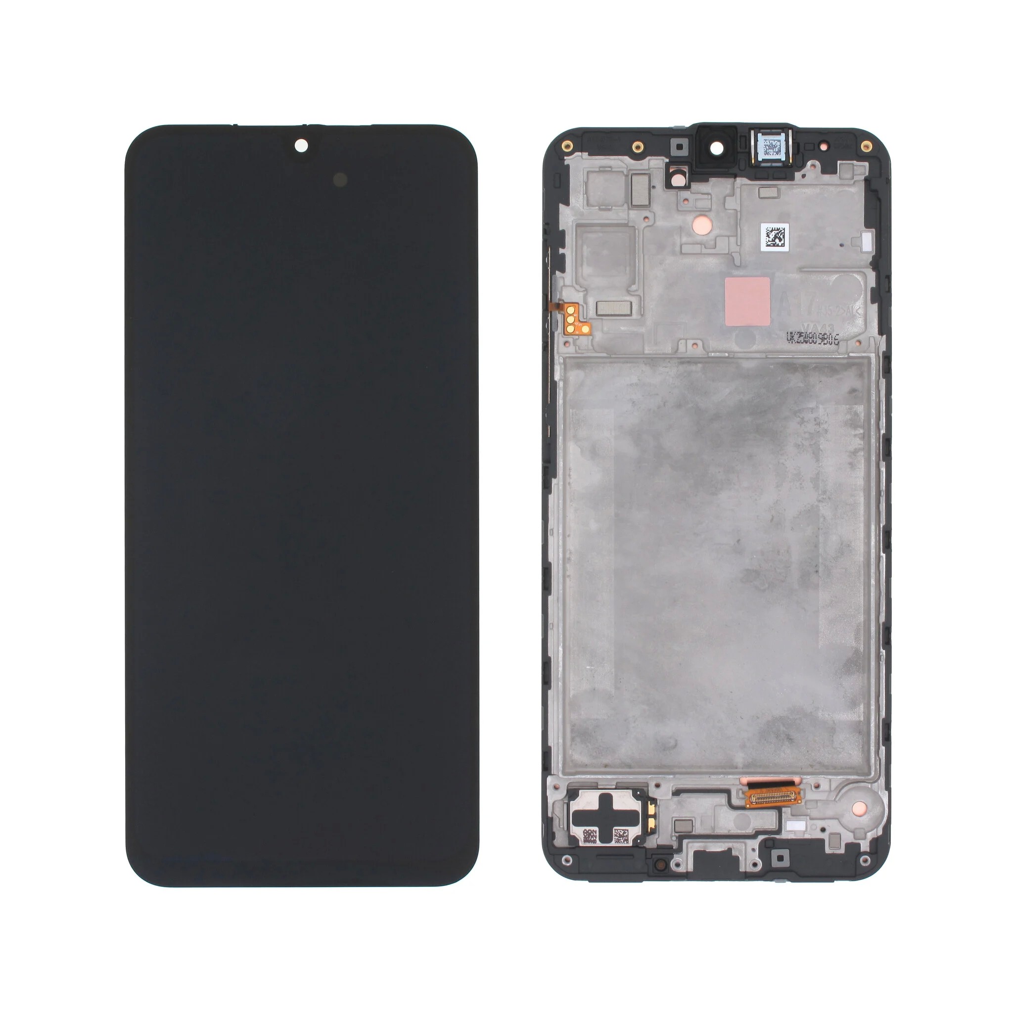 Alkuperäinen Samsung A175 A17 4G LCD-kosketusnäyttö kehyksellä, musta (huoltopakkaus)