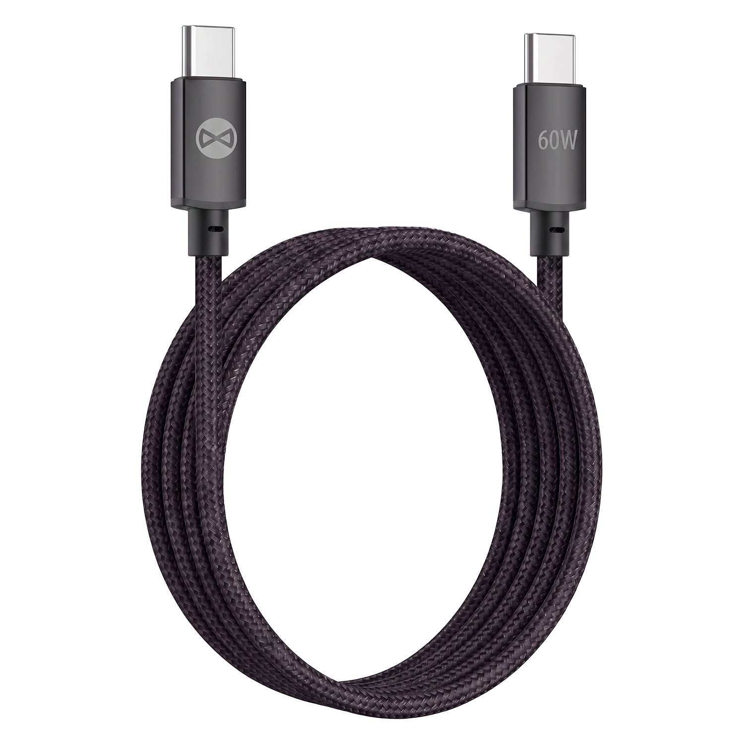 Forever Vibe kaapeli USB-C - USB-C 1,0 m 60W tummanharmaa
