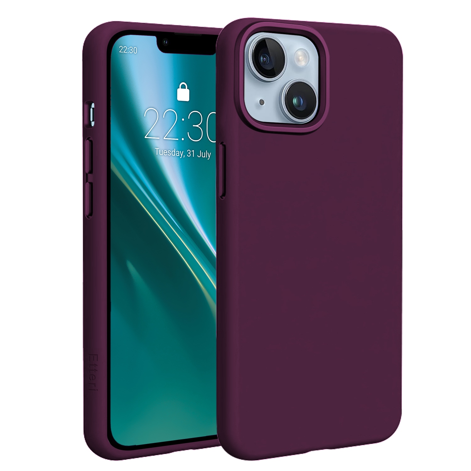 Etteri Silicone Mag -suojakuori iPhone 14 6,1 tuumaa -malleille, tumma kirsikanpunainen