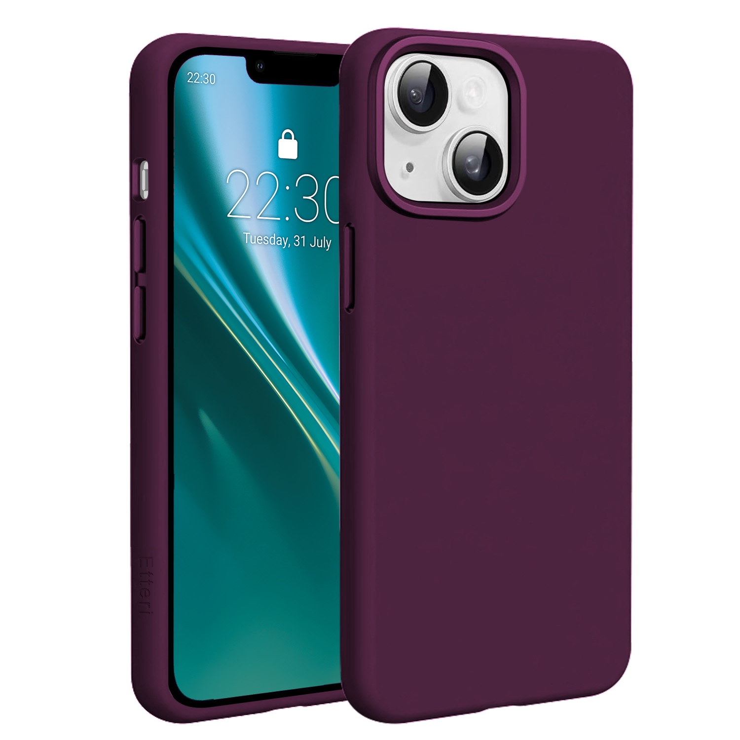 Etteri Silicone Mag -suojakuori iPhone 15 6,1 tuumaa -malleille, tumma kirsikanpunainen
