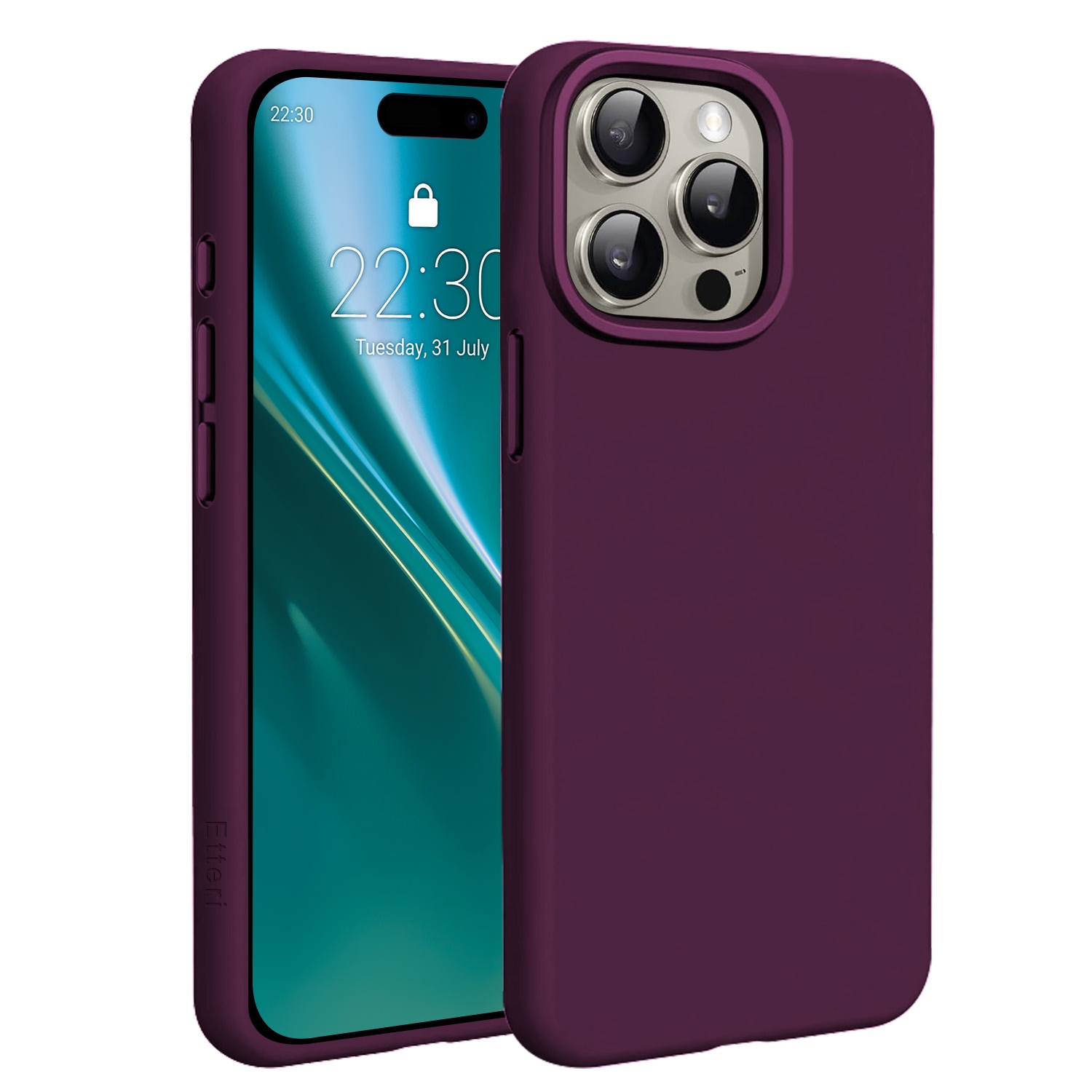 Etteri Silicone Mag -suojakuori iPhone 15 Pro 6,1 tuumaa -malleille, tumma kirsikanpunainen