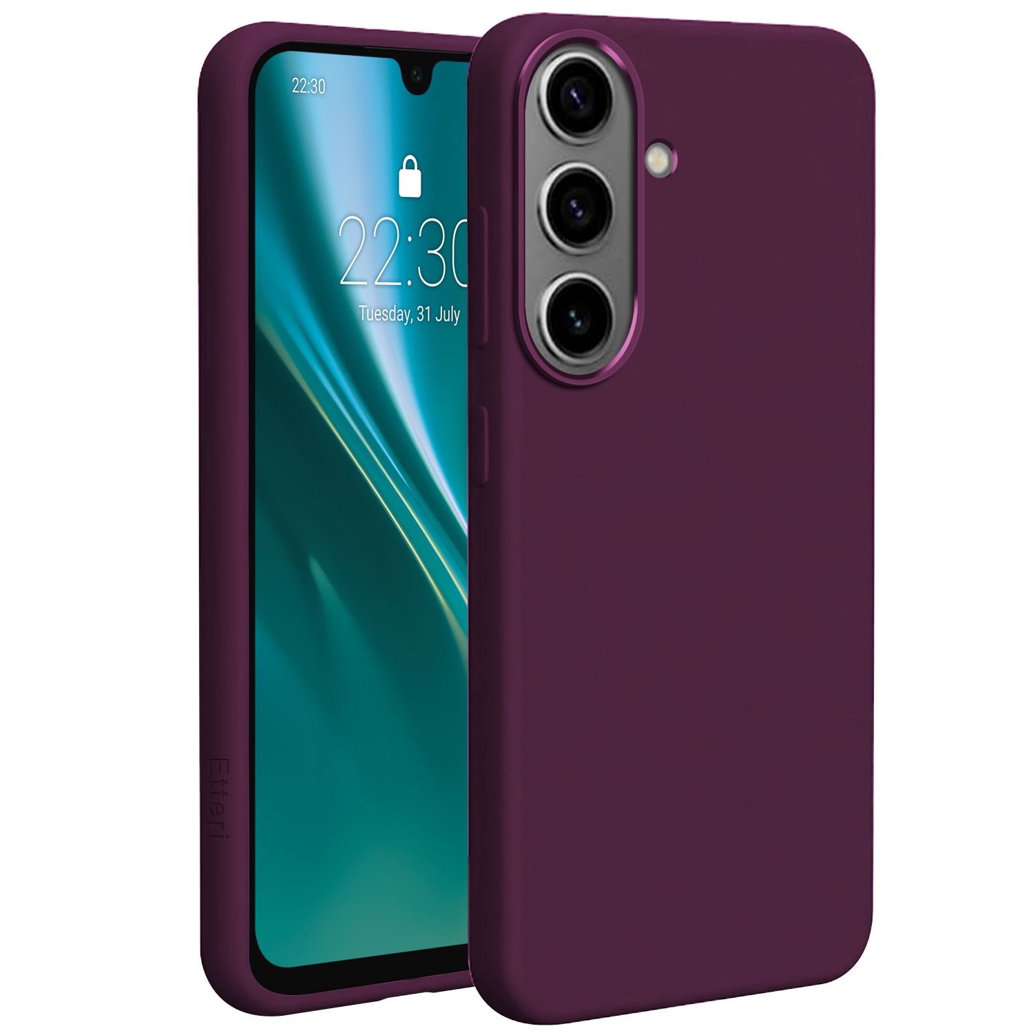 Etteri Silicone Mag -suojakuori Samsung Galaxy S25 -malleille, tumma kirsikanpunainen