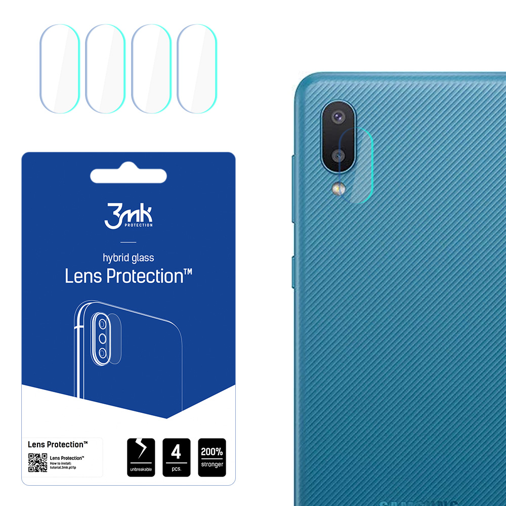 3MK Flexible Glass Lens Hybridilasi Samsung Galaxy M02 kameralle 4 kpl