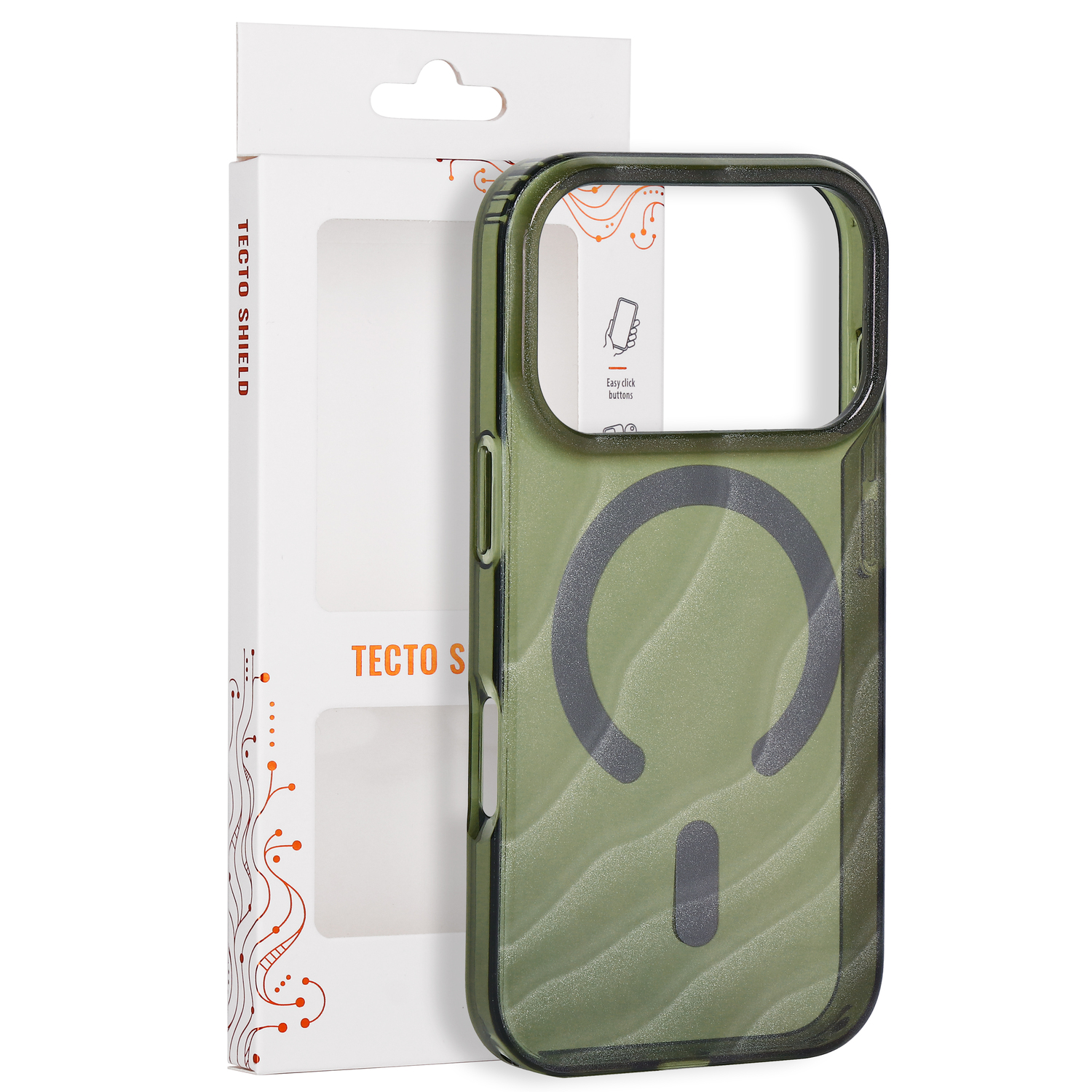Tecto Shield Desert Mag -suojakuori mallille iPhone 17 Pro 6,3" / iPhone 18 Pro 6,3", tumman oliivinvihreä