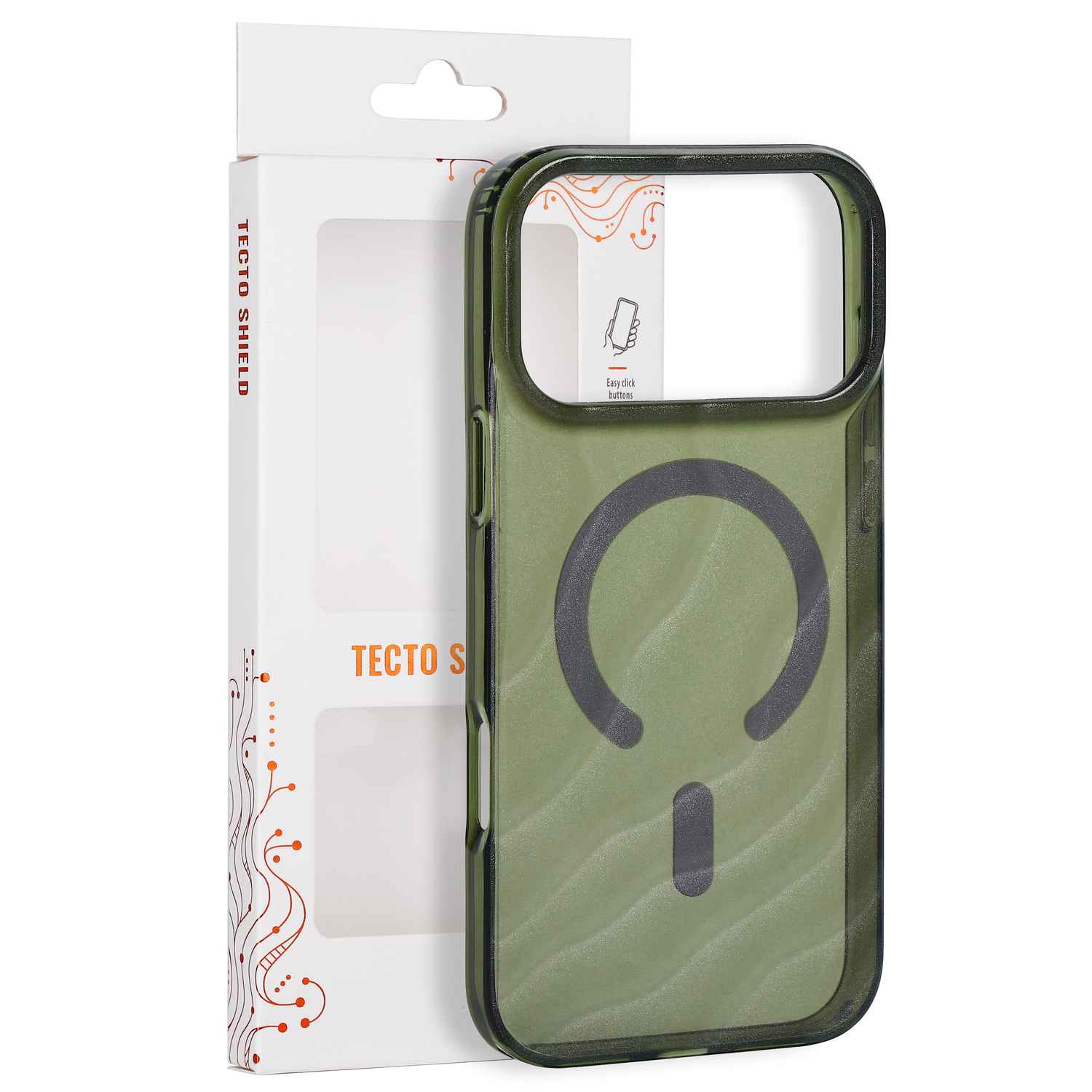 Tecto Shield Desert Mag -suojakuori mallille iPhone 17 Pro Max 6,9" / iPhone 18 Pro Max 6,9", tumman oliivinvihreä