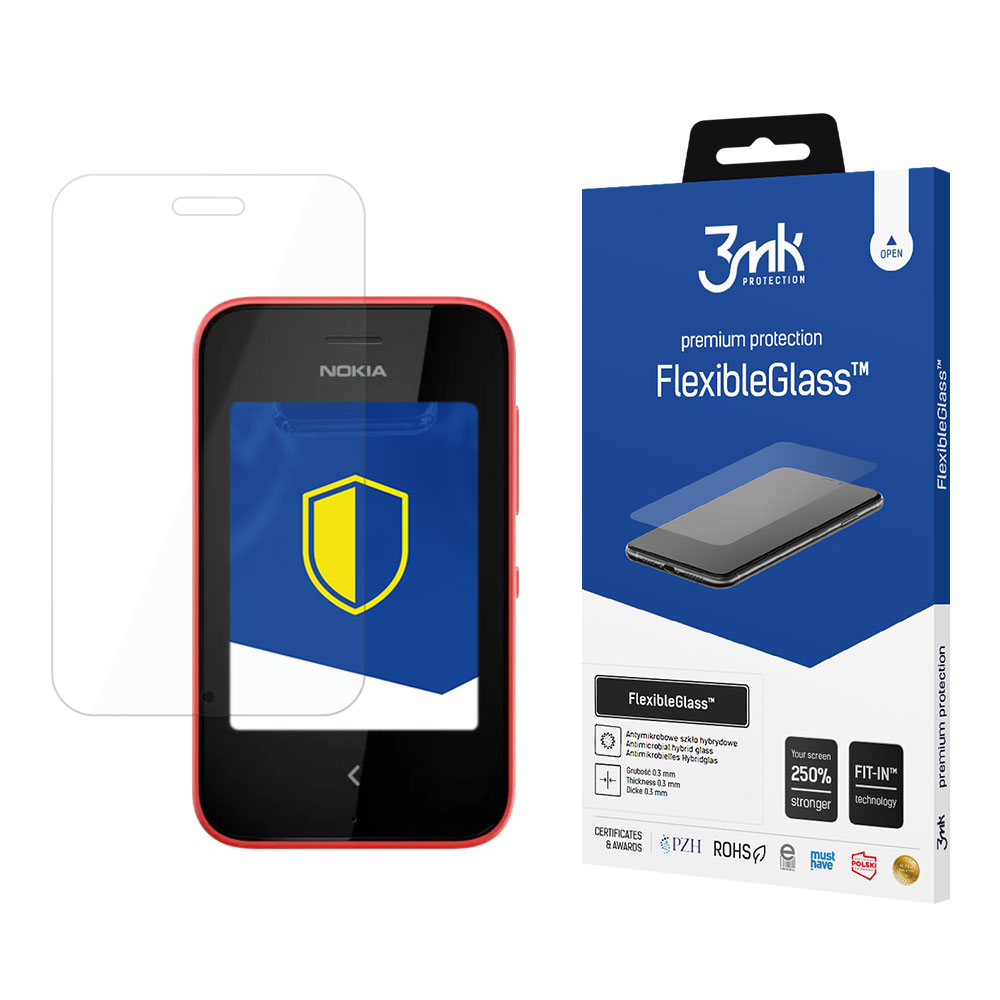 Nokia Asha 230 Dual – 3mk FlexibleGlass puhelimen näytönsuoja