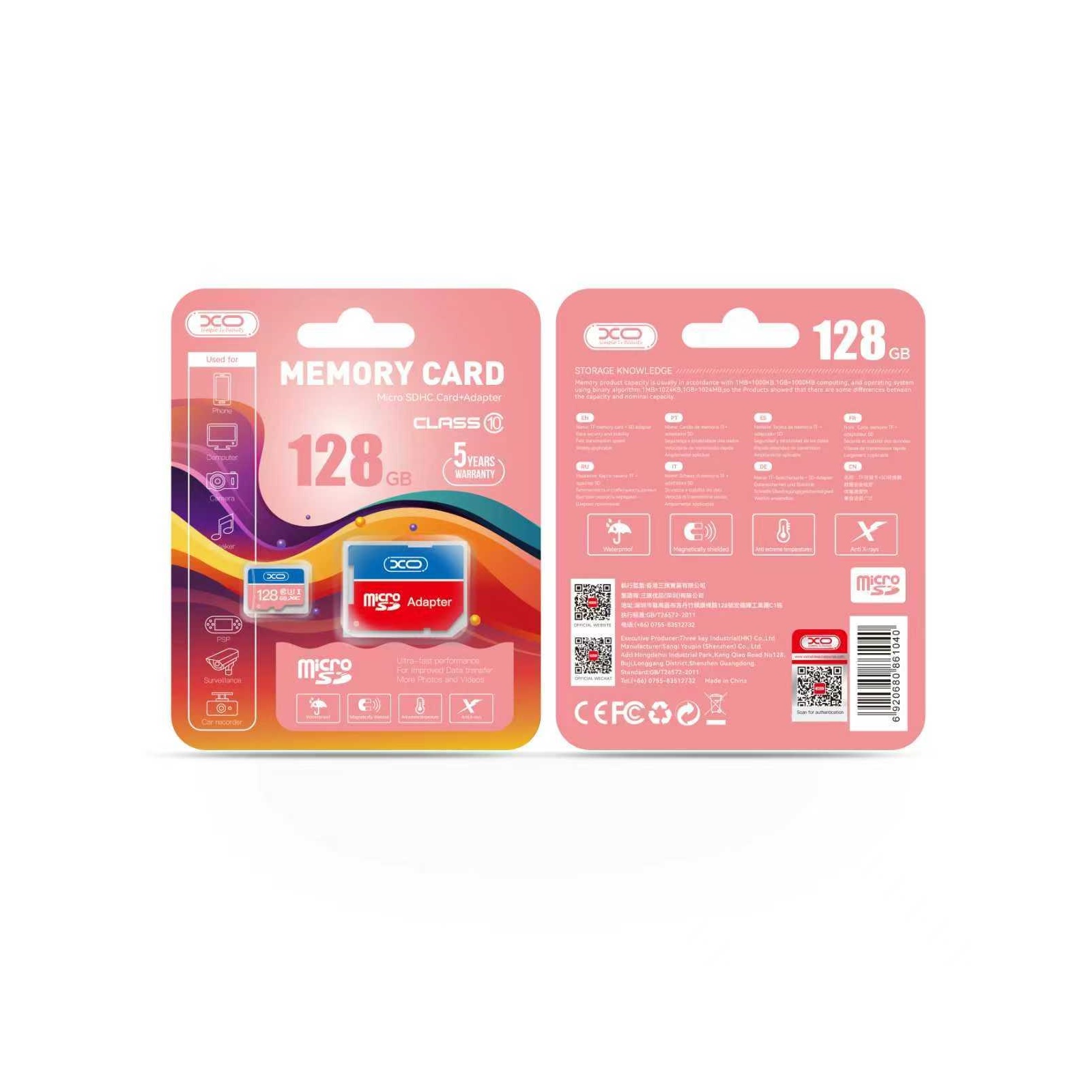XO muistikortti 128GB microSDXC cl. 10 + adapteri