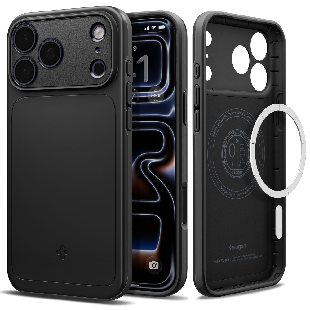 Spigen Thin Fit MagSafe -suojakuori iPhone 17 Pro / 18 Pro -malleille, musta