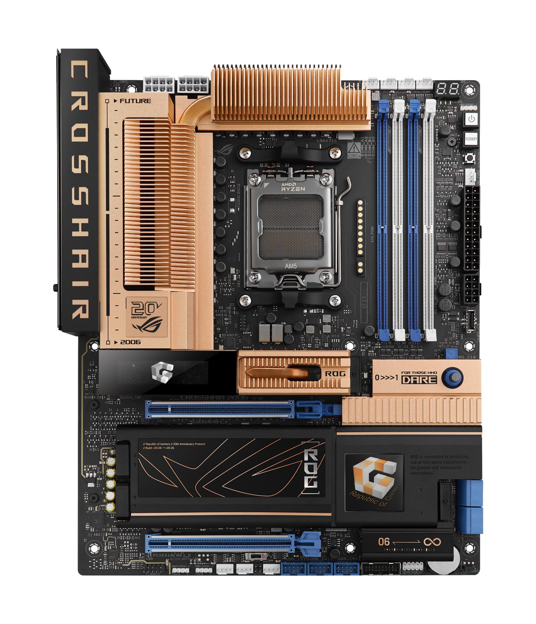 ASUS ROG Crosshair X870E ATX -emolevy, AM5, DDR5, 4 paikkaa, Wi-Fi, Bluetooth, 5 M.2-paikkaa, ROGCROSSHAIR2006