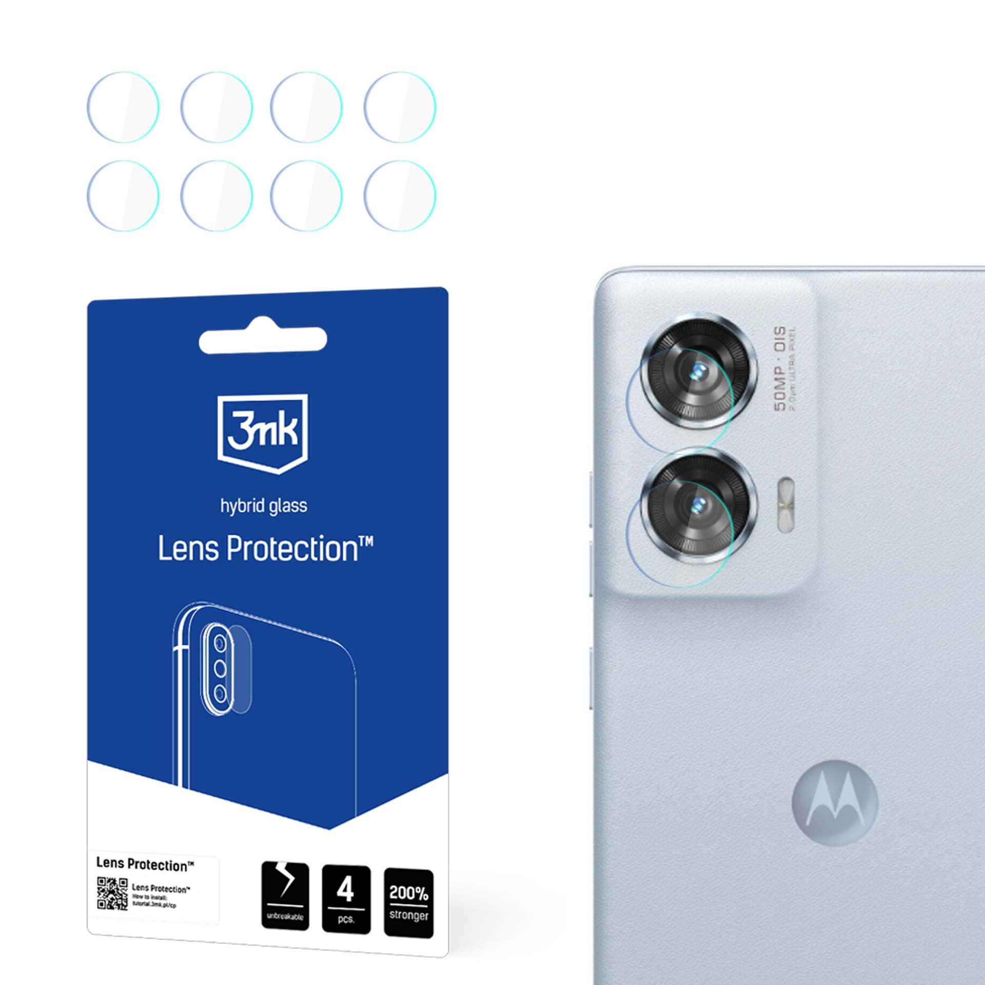 3mk Lens Protection kameran suojalasi Motorola Edge 50 Fusion:lle