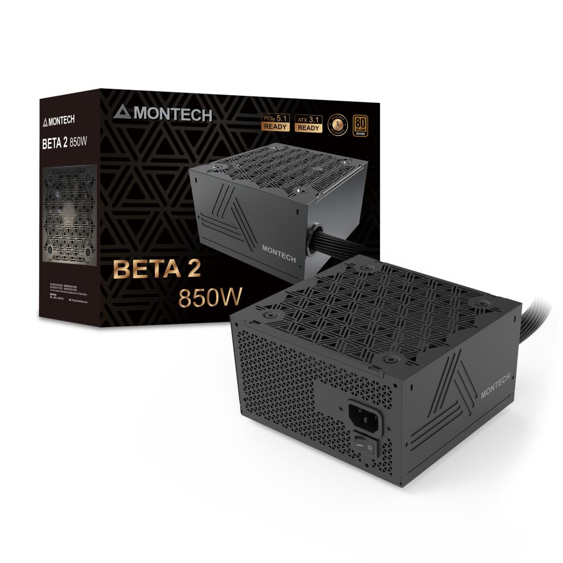 Montech Beta 2 BETA2850W ATX -PC-virtalähde, 850 W, 100–240 V